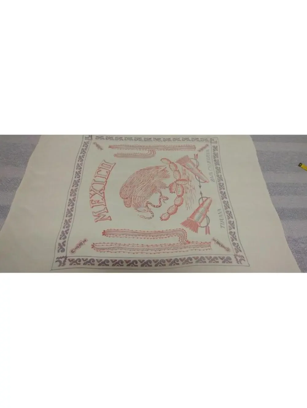 TIJUANA Mexico Edwardian Rayon Scarf 1910s Revolution 1920s Odd Size Victorian